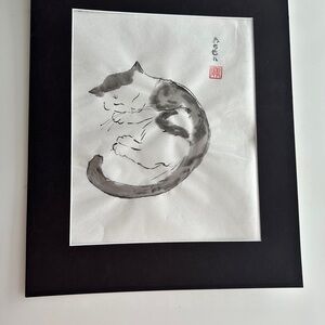 minimalism Japanese Calligraphy painting Cat painting